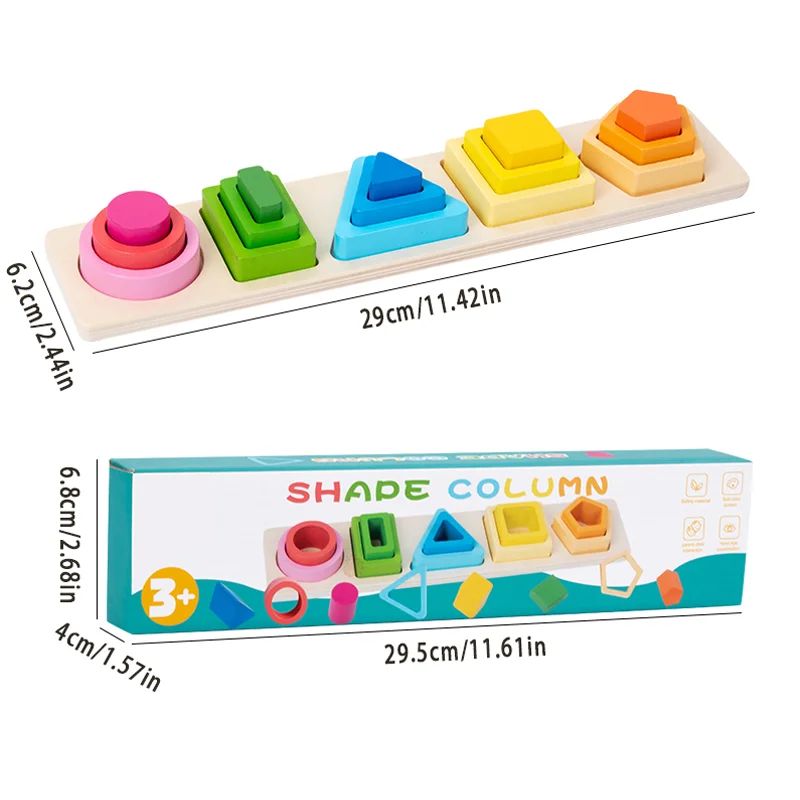 Wooden Shape Sorter & Stacking Board