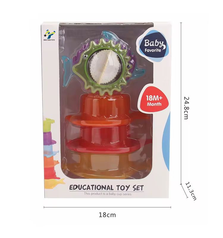 Baby Bath Toy Set - Stackable Cups with Animal Shapes