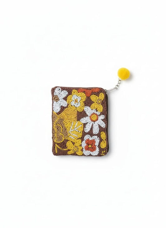 Retro Floral Beaded Purse