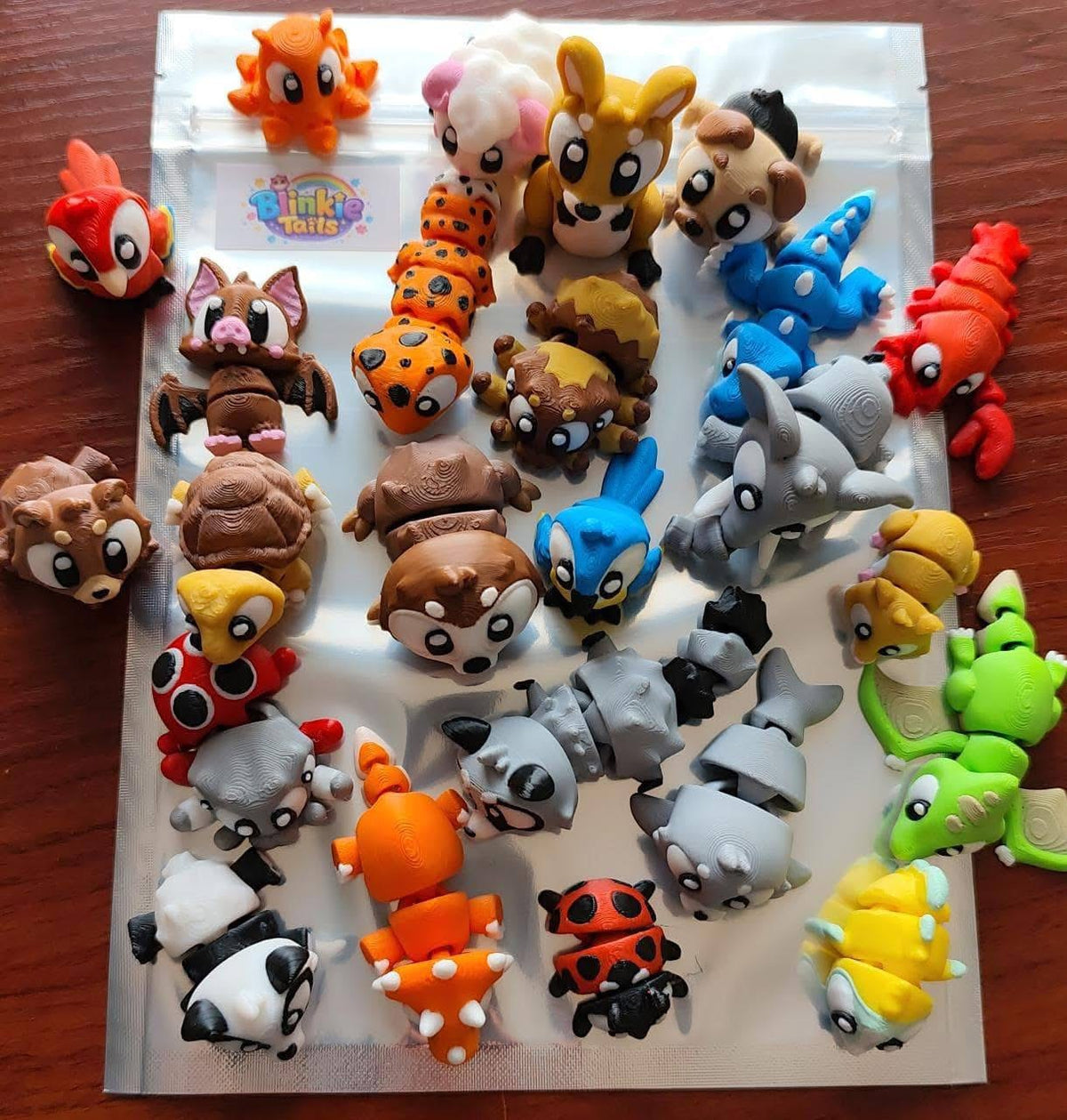 Wigglies Blinkie Tails 3D Printed Animals (Assorted - Pack of 4)