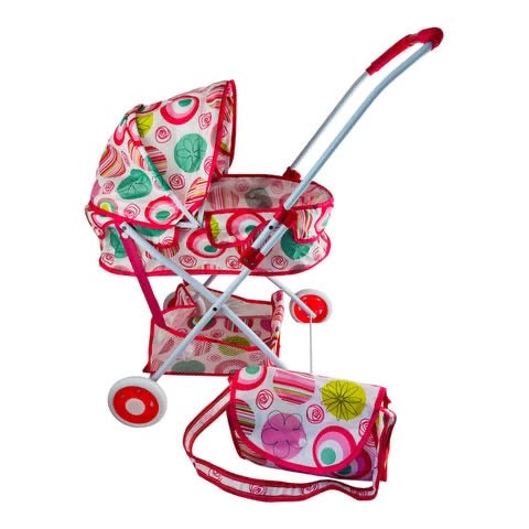 Doll Pram with Matching Nappy Bag