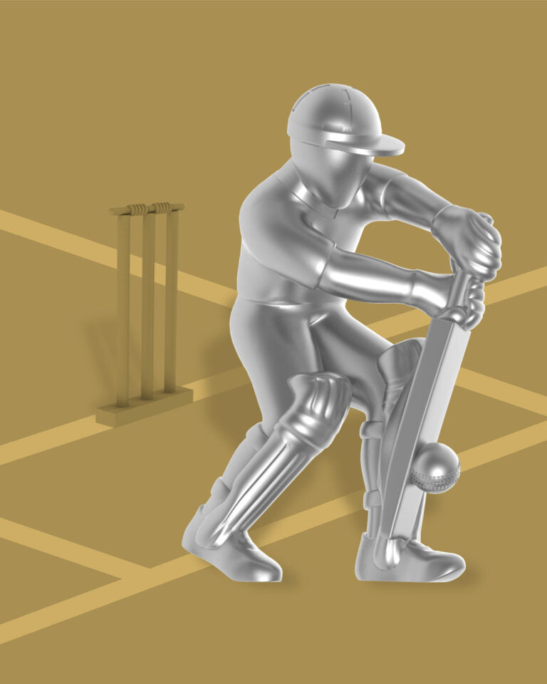 Stainless Steel Keyring - Cricket Player