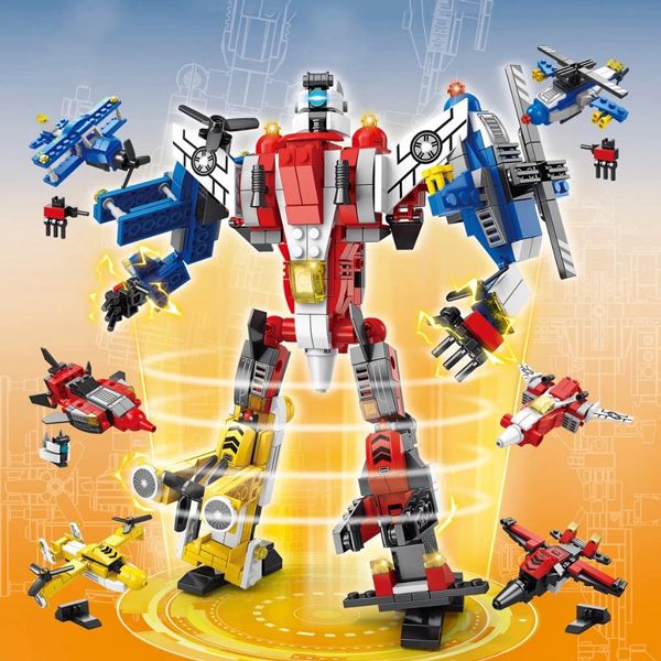 6-in-1 Transforming Aircraft Robot Building Set