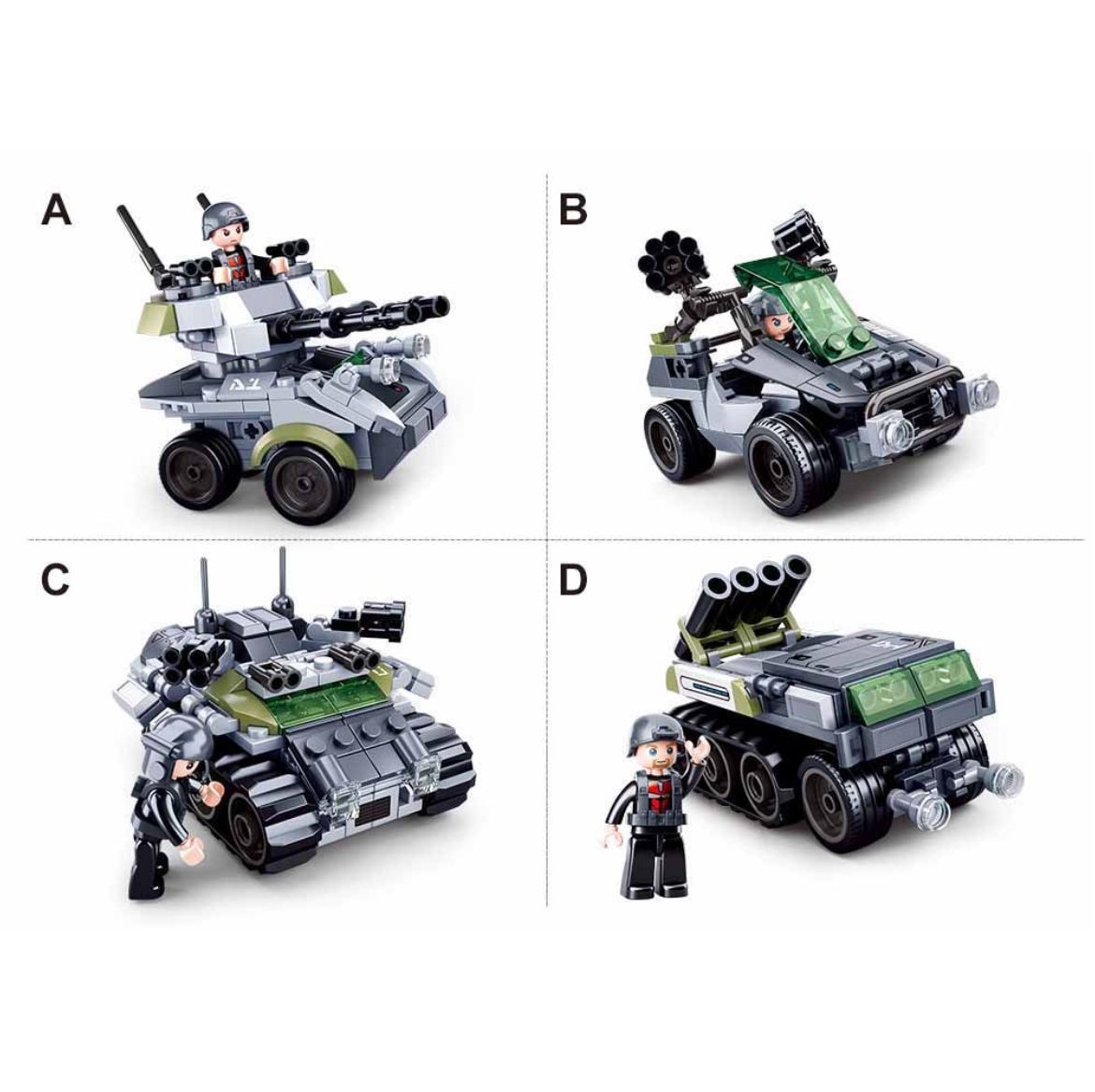 Space War 4-in-1 Military Vehicle Building Blocks Set (128 Piece)