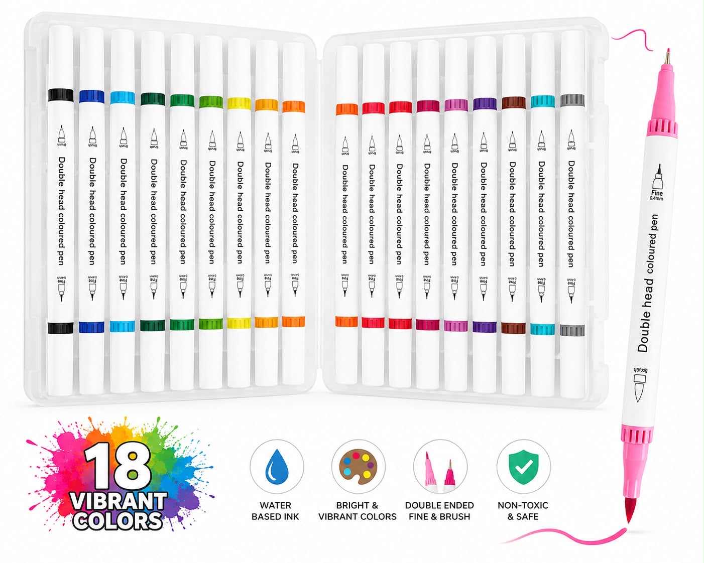 18 Piece Double-Ended Art Marker Set