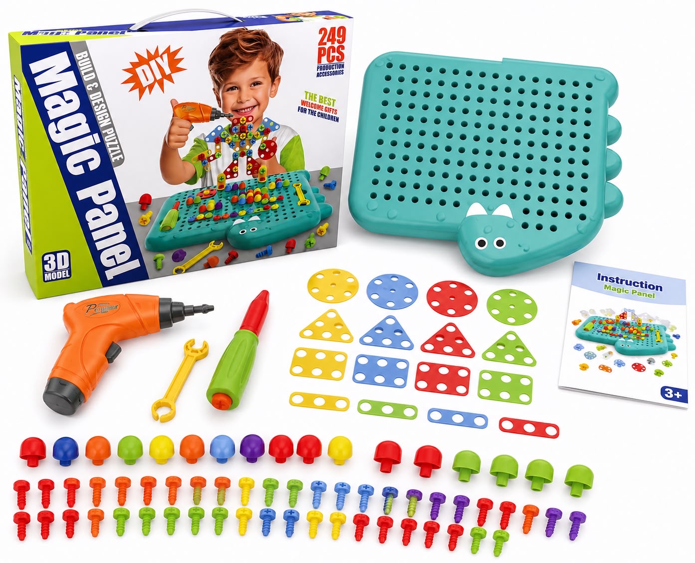 Magic Panel DIY Build & Design Construction Set (249 Pieces)