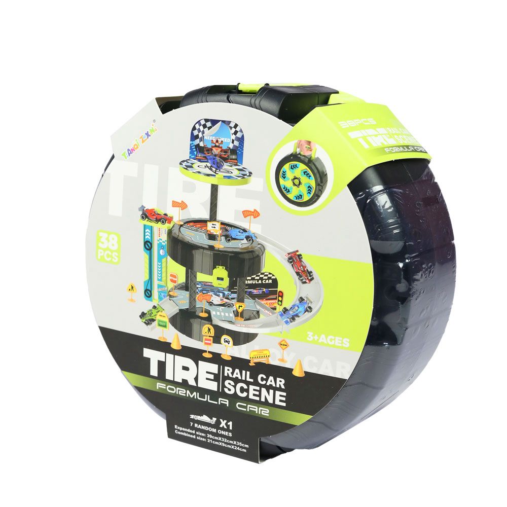 Tire Rail Scene Formula Car Play Set
