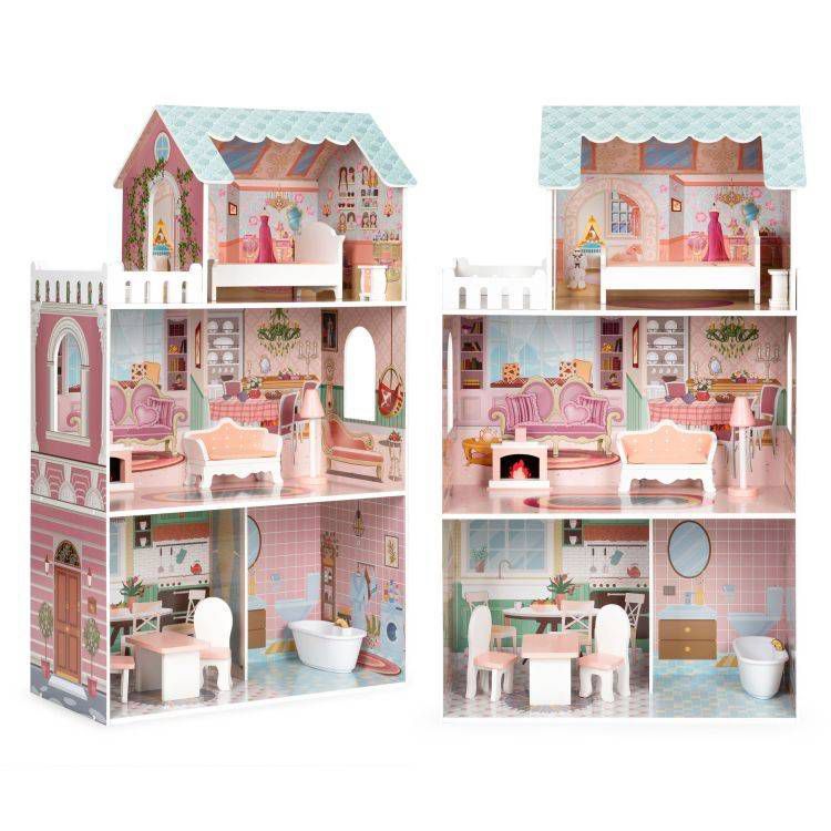 Luxury Wooden Dollhouse - Three Storey Dream Mansion (with Furniture)