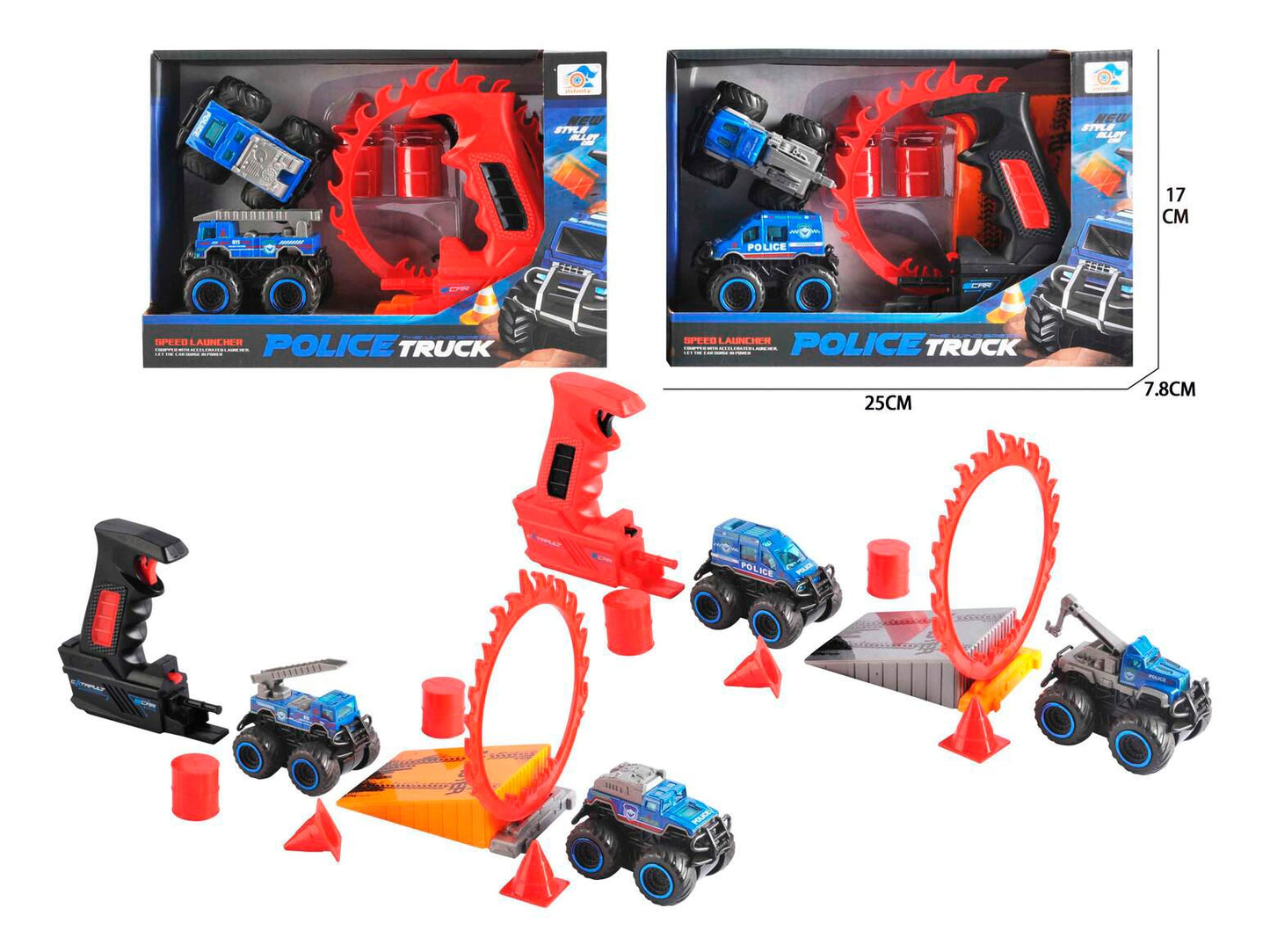 Police Truck Speed Launcher Stunt Playset