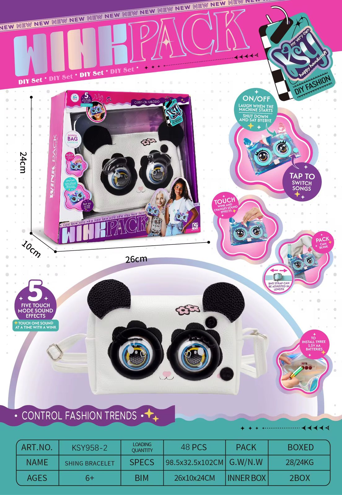 Interactive Wink Panda Bag