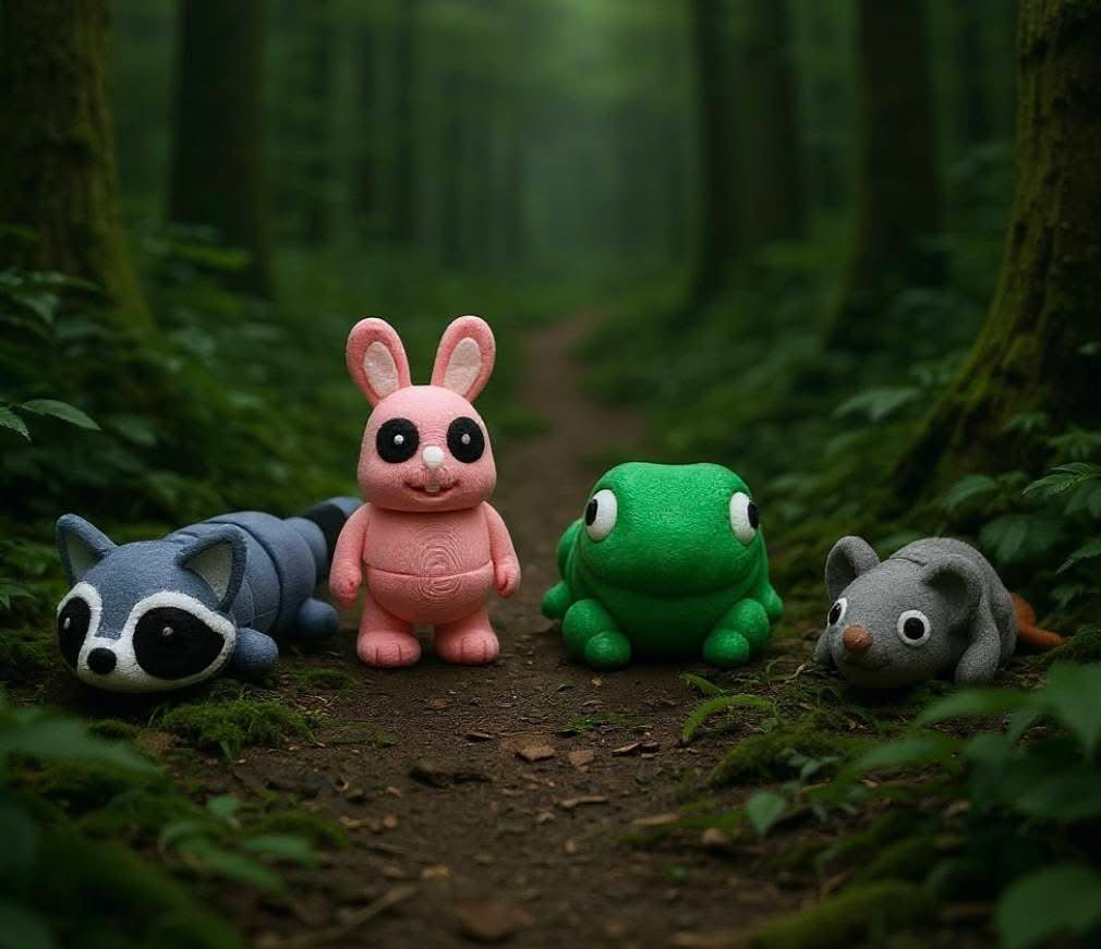 Wigglies Classic 3D Printed Animals (Assorted - Pack of 4)