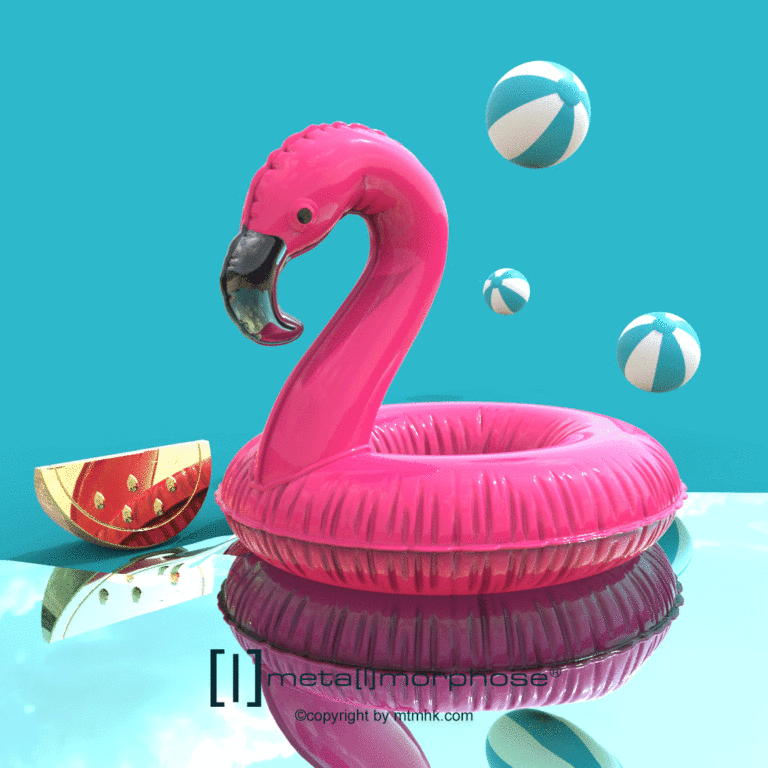 Stainless Steel Keyring - Flamingo Pool Float