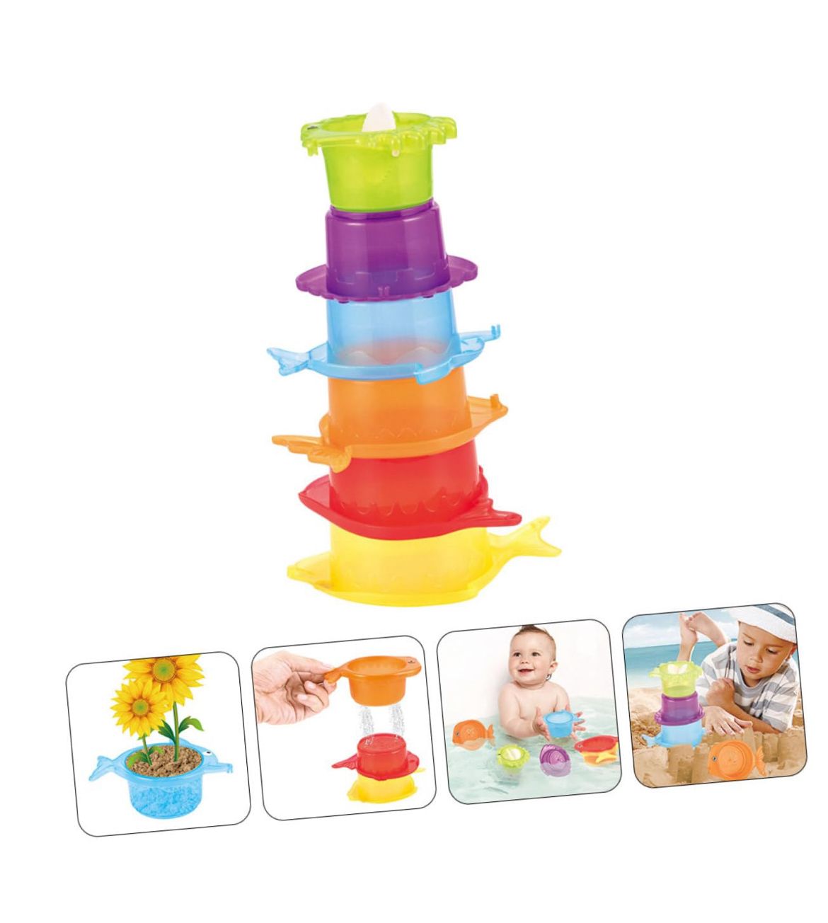 Baby Bath Toy Set - Stackable Cups with Animal Shapes