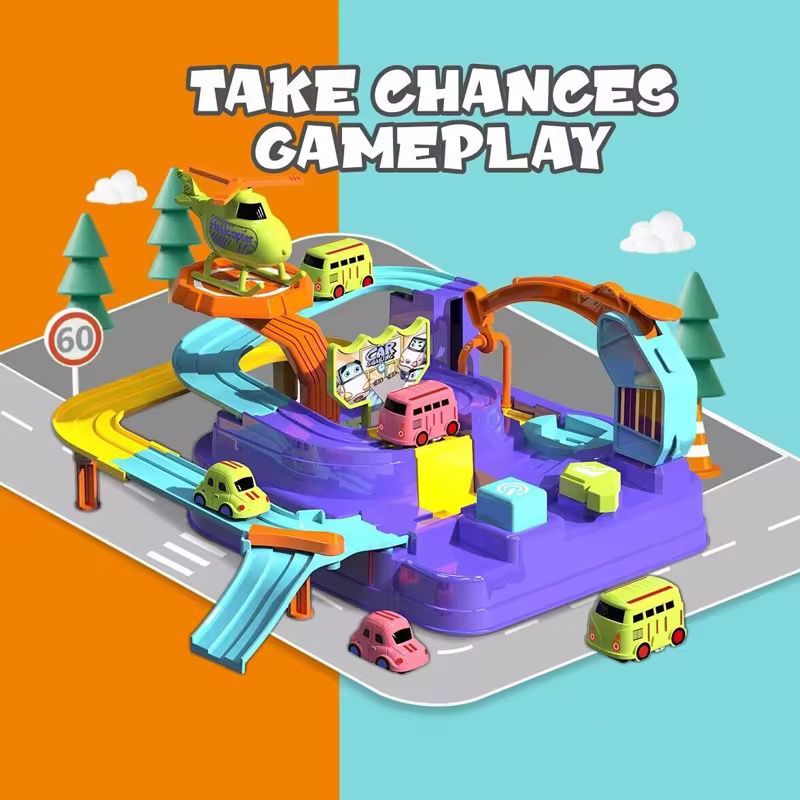 Colourful Car & Helicopter Play Set
