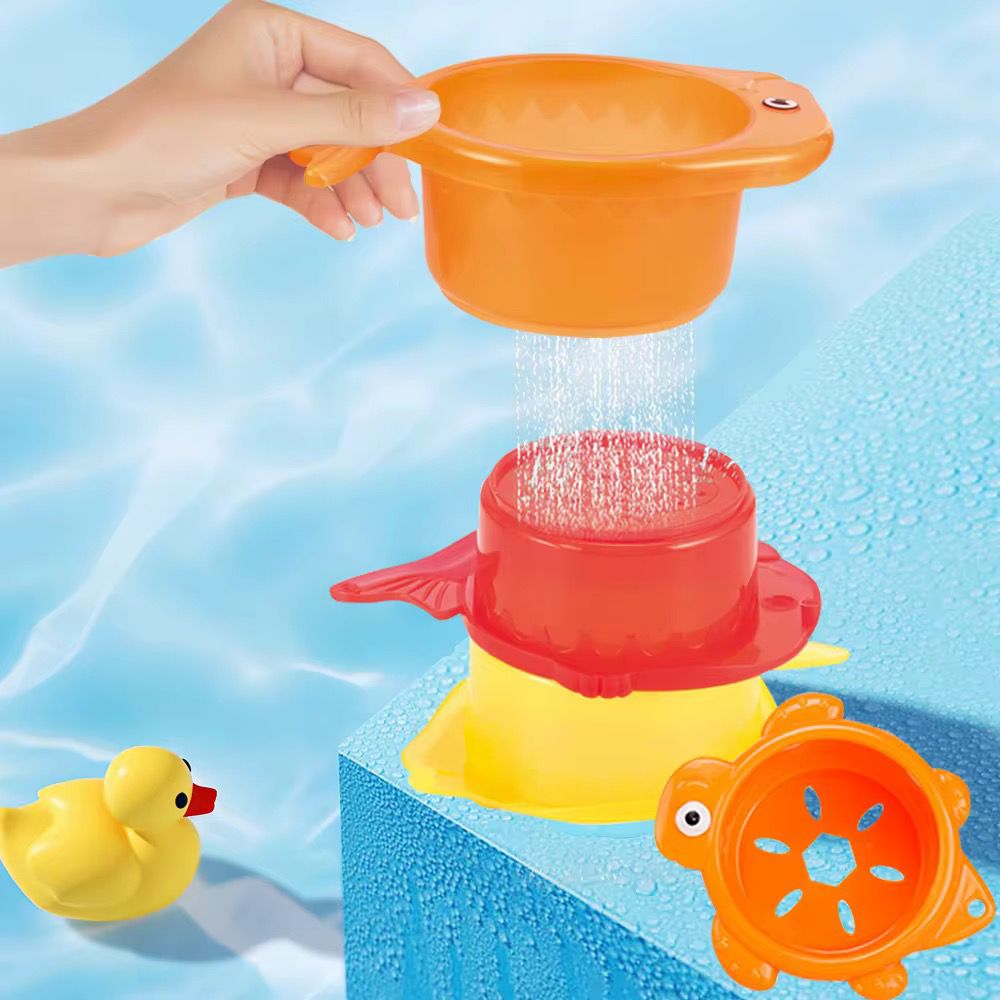 Baby Bath Toy Set - Stackable Cups with Animal Shapes