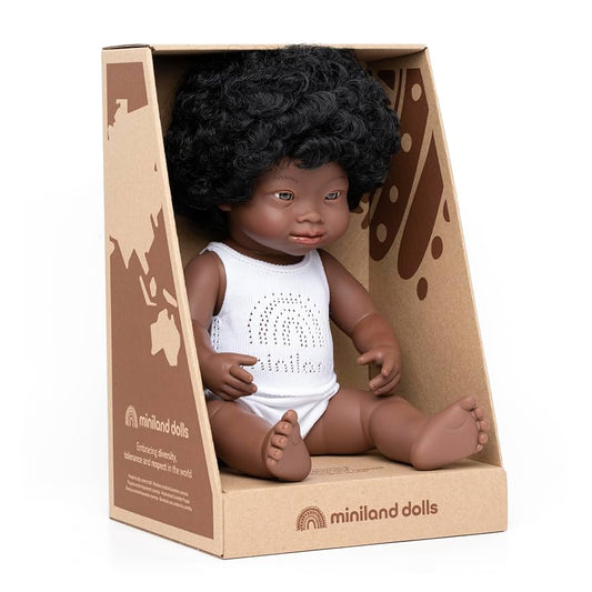 African Down Syndrome Girl Doll (38cm)