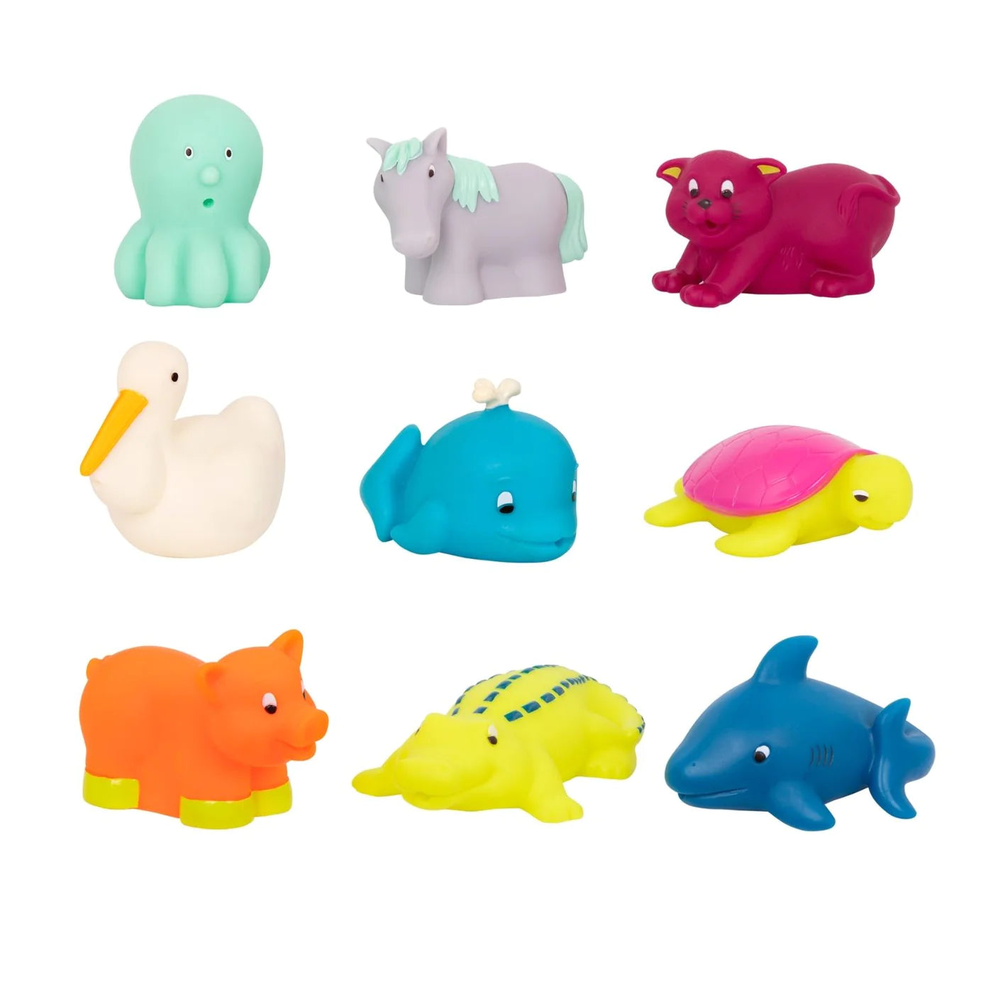 Squish and Splash Bath Buddies Bath Toys (Set of 9)
