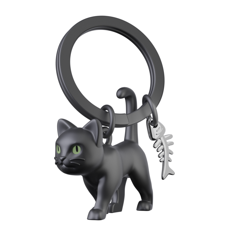Stainless Steel Keyring - Black Cat