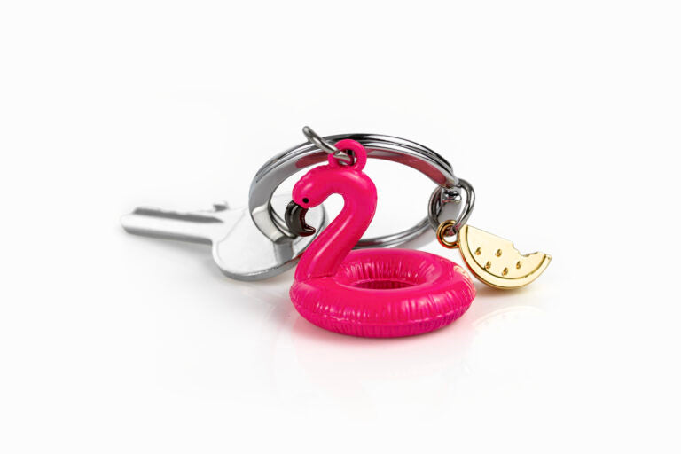 Stainless Steel Keyring - Flamingo Pool Float