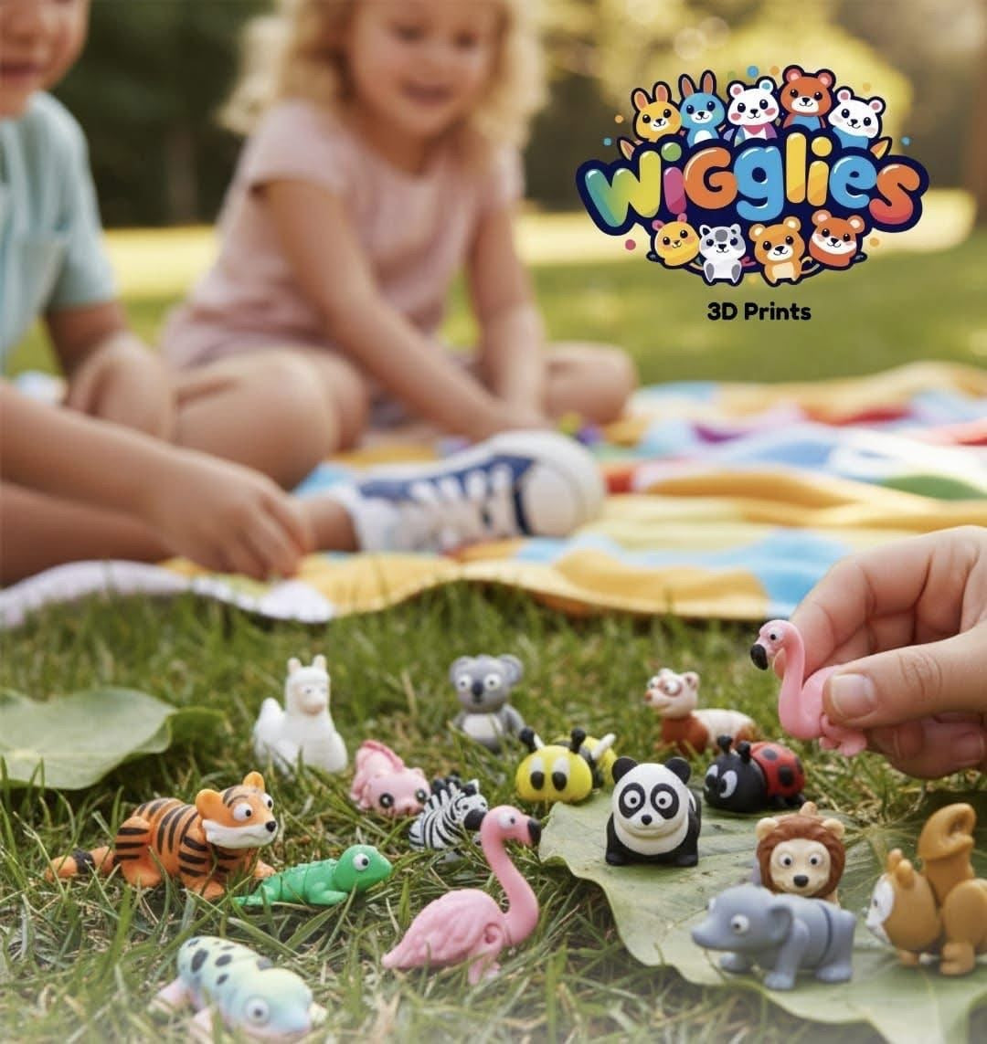 Wigglies Blinkie Tails 3D Printed Animals (Assorted - Pack of 4)