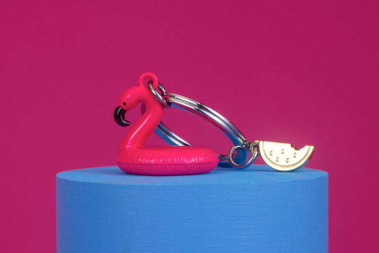 Stainless Steel Keyring - Flamingo Pool Float