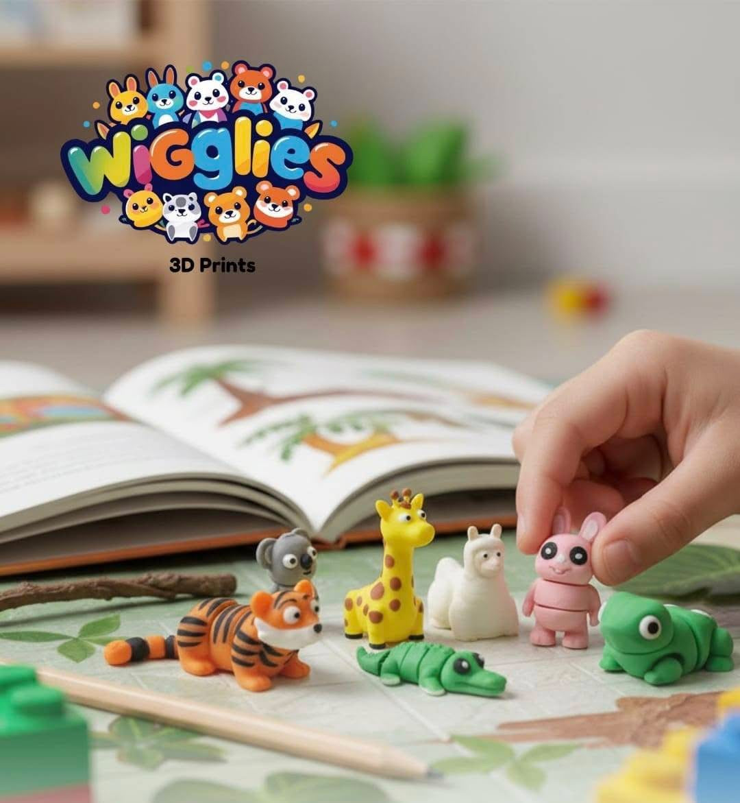 Wigglies Classic 3D Printed Animals (Assorted - Pack of 4)