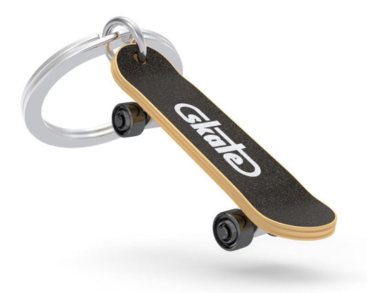 Stainless Steel Keyring - Skateboard