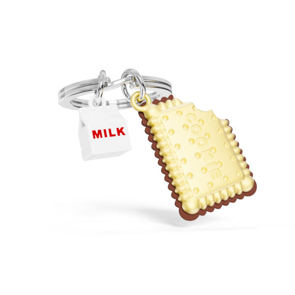 Stainless Steel Keyring - Cookies & Milk