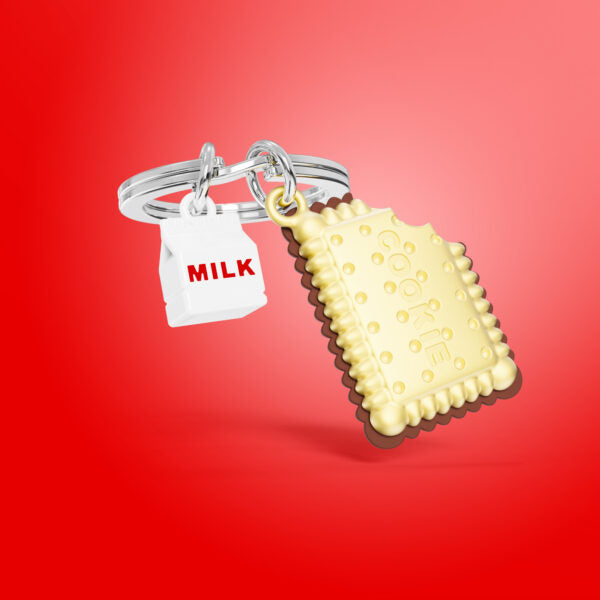 Stainless Steel Keyring - Cookies & Milk