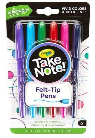 Crayola Take Note! – Washable Felt Tip Markers (6)