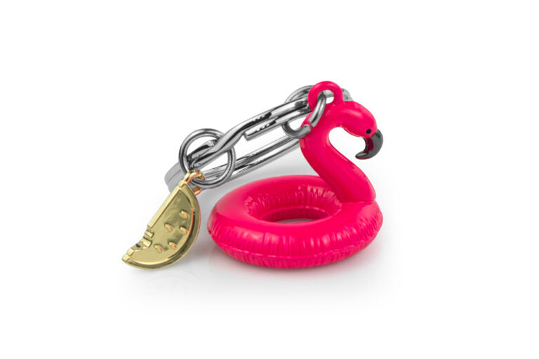 Stainless Steel Keyring - Flamingo Pool Float