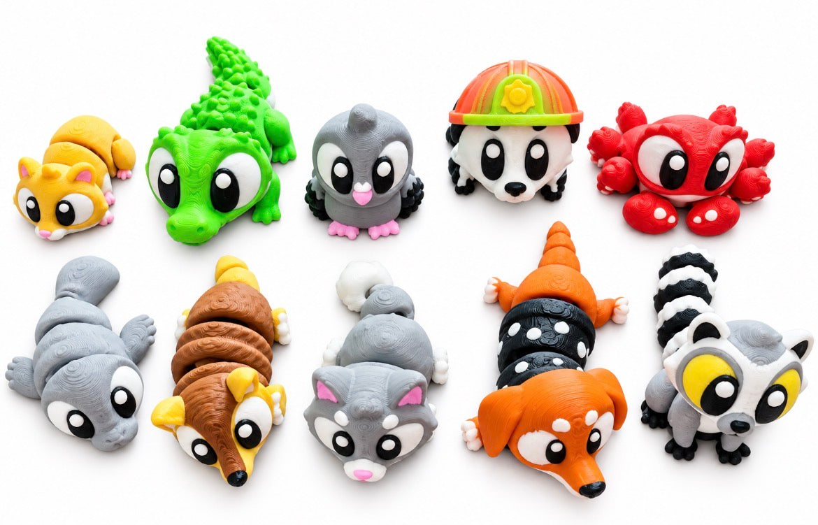 Wigglies Blinkie Tails 3D Printed Animals (Assorted - Pack of 4)