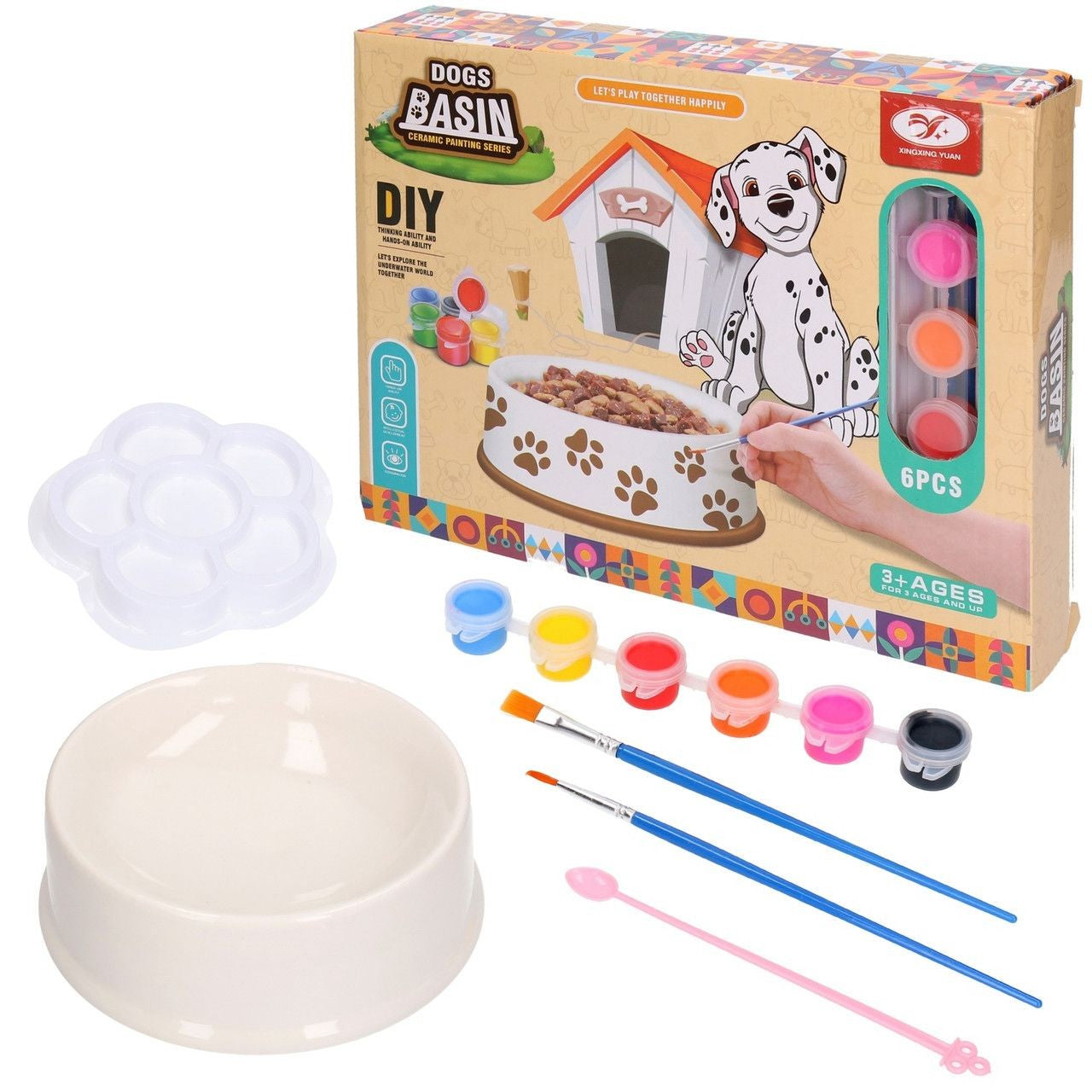 DIY Ceramic Dog Bowl Painting Kit – 6-Piece Creative Set