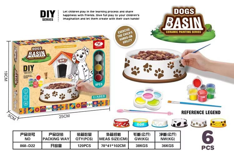 DIY Ceramic Dog Bowl Painting Kit – 6-Piece Creative Set