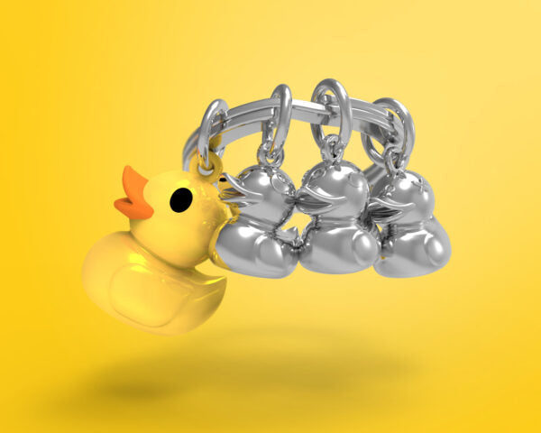 Stainless Steel Keyring - Duck Family