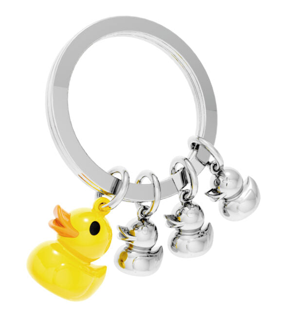 Stainless Steel Keyring - Duck Family