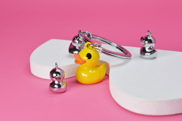 Stainless Steel Keyring - Duck Family