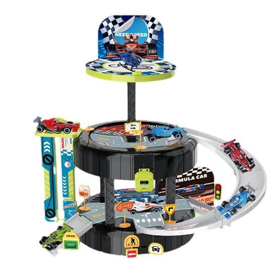 Tire Rail Scene Formula Car Play Set