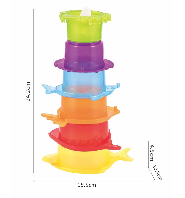 Baby Bath Toy Set - Stackable Cups with Animal Shapes