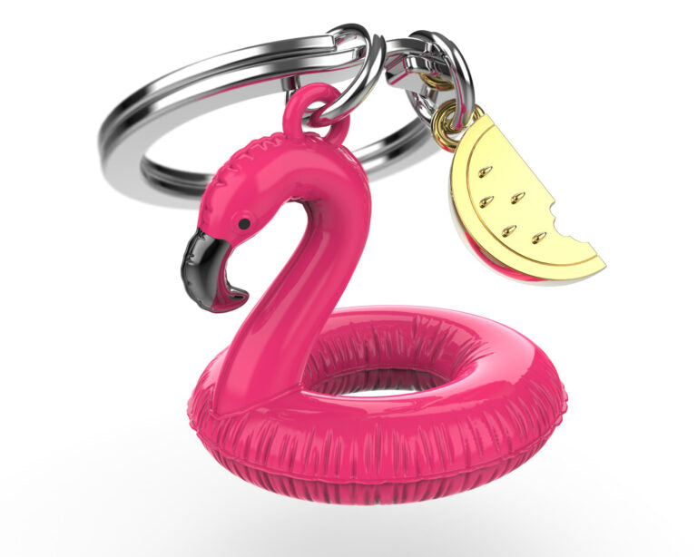 Stainless Steel Keyring - Flamingo Pool Float