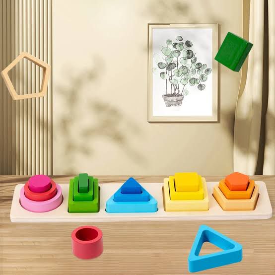 Wooden Shape Sorter & Stacking Board