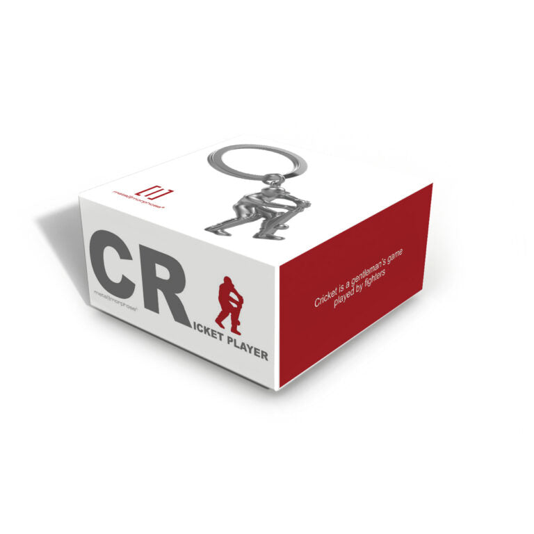 Stainless Steel Keyring - Cricket Player