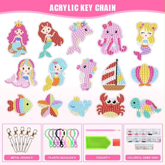 DIY Sparkling Gem Keychain Making Kit
