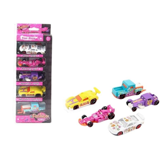 Barbie-Themed Alloy Cars (5 Piece)