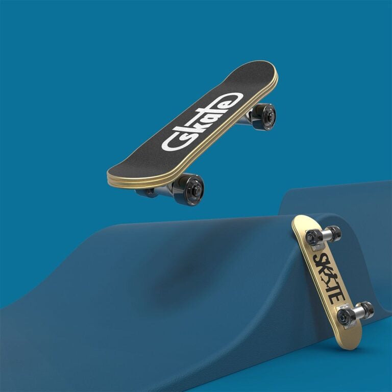 Stainless Steel Keyring - Skateboard