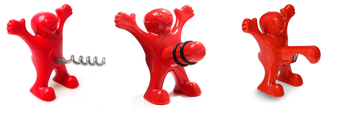 Happy Man Corkscrew, Bottle Opener & Wine Stopper Set