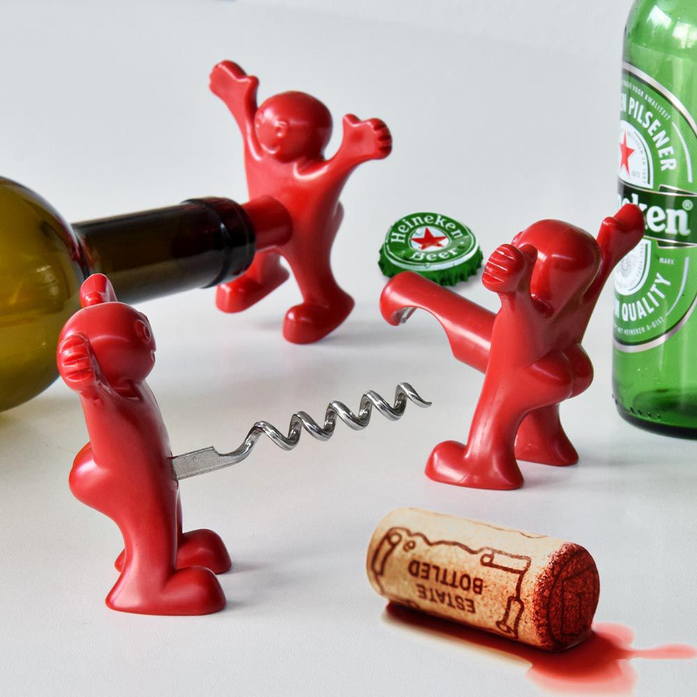 Happy Man Corkscrew, Bottle Opener & Wine Stopper Set