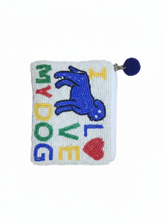 ‘I Love My Dog’ Beaded Purse