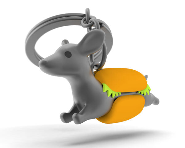 Stainless Steel Keyring - Daschund Hotdog