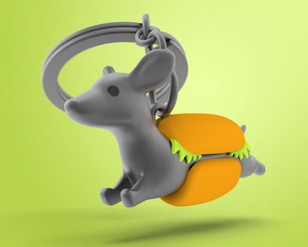 Stainless Steel Keyring - Daschund Hotdog